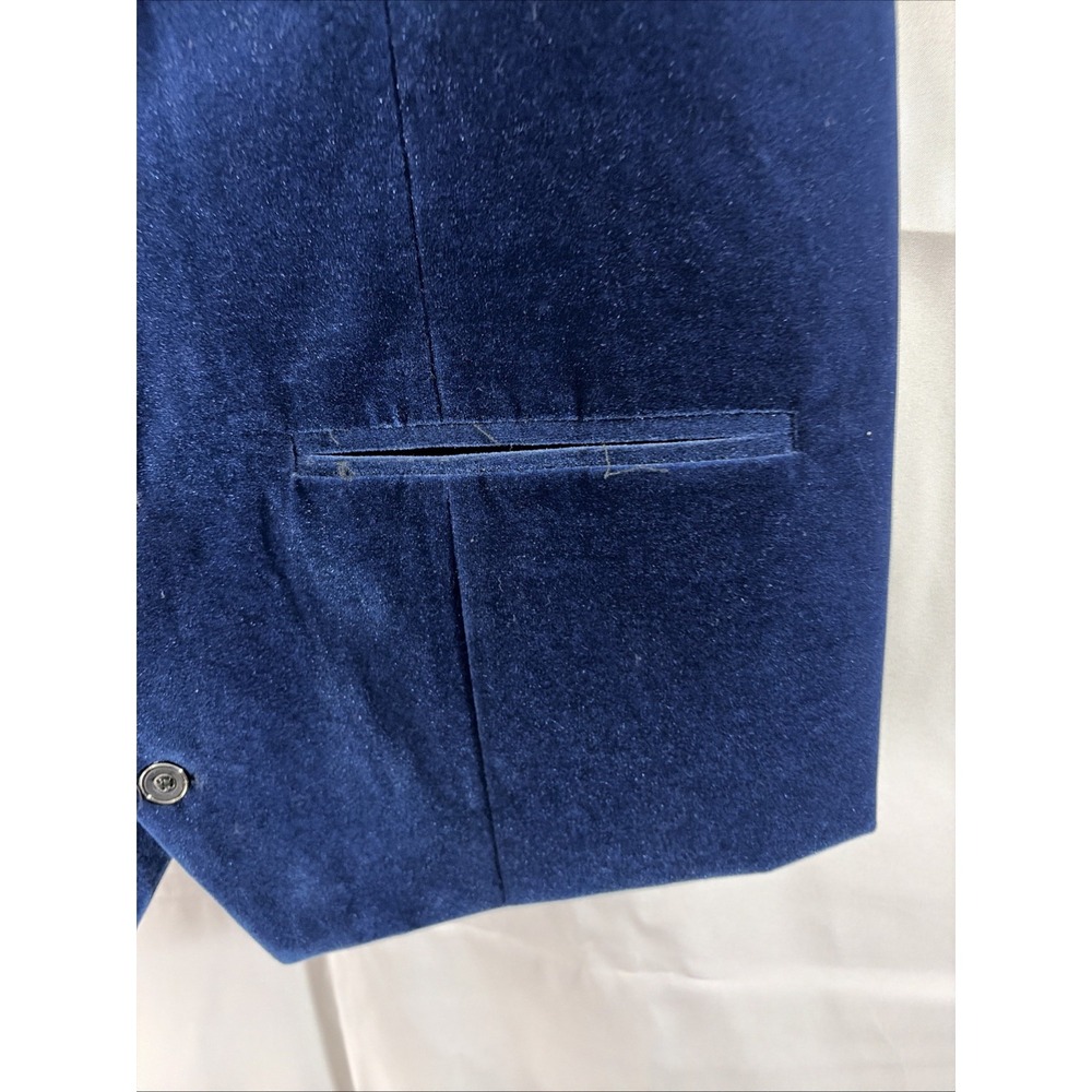 Marc Darcy velvet lapel two-pocket smart formal waistcoat in blue 44R - Picture 6 of 11
